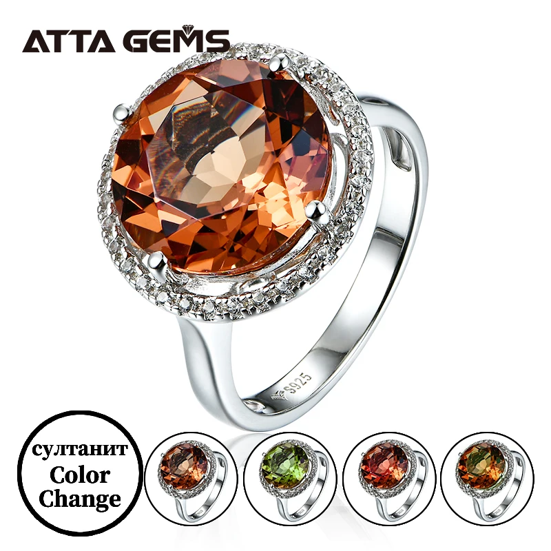 Synthetic Zultanite Solitaire Ring for Women Solid 925 Silver Color Change Diaspore Special Gemstone Ring Gifts Fine Jewelry