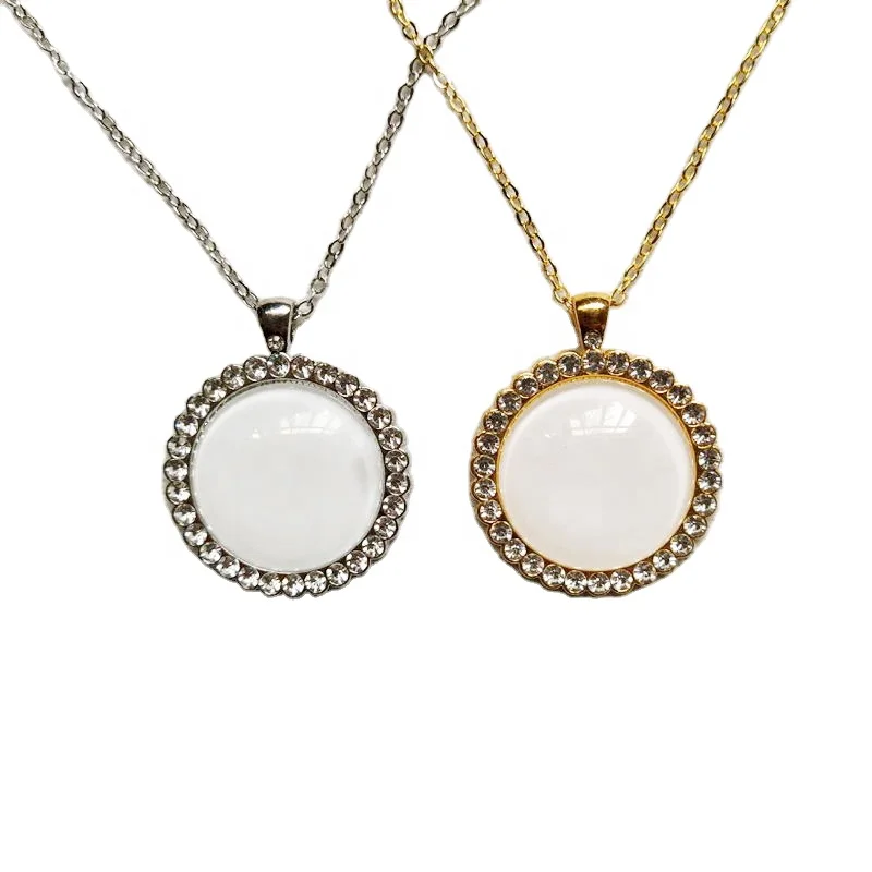 

3 Cm Golden/Sliver Metal Sublimation Round Shape Necklace For Customize Printing/Gifts, Silver /gold