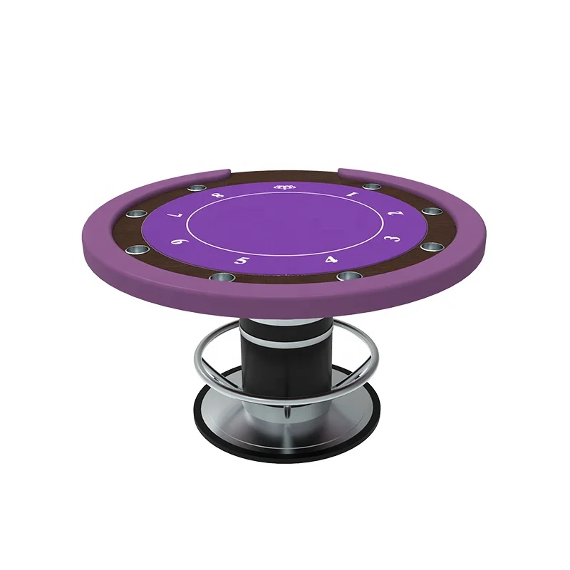 

YH New Style 1.4M Round Shaped Stainless Steel Legs Texas Holden Poker Table With Chips Case