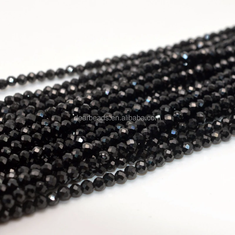 

Genuine Gemstone Loose Beads Natural Faceted Black Spinel Beads for Jewelry Making 2mm 3mm 4mm