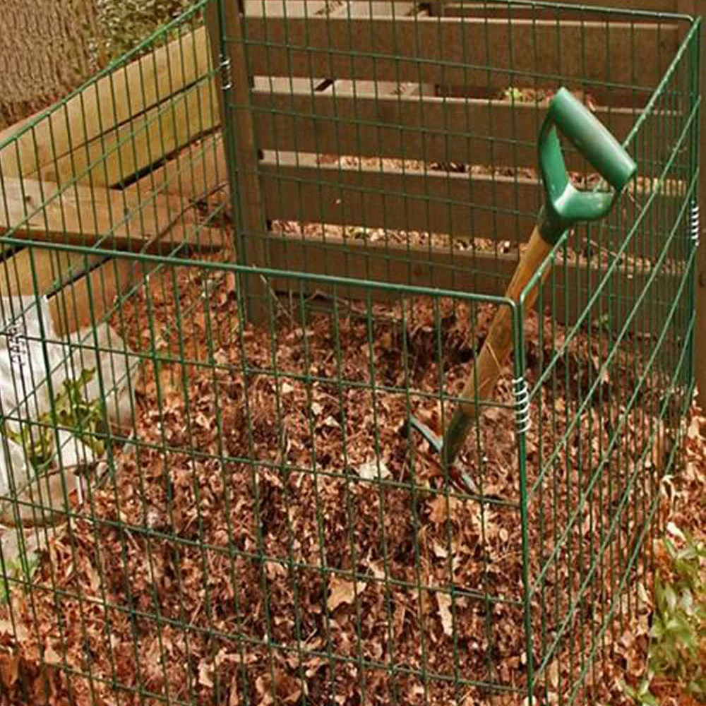 

Ameriacn Green Metal Garden Leaves Compost Container Wire Compost Bin, Green, black