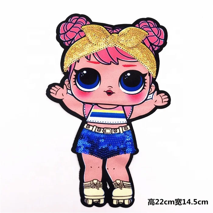 

cute stocked lol girl printed sequins patches for children clothing