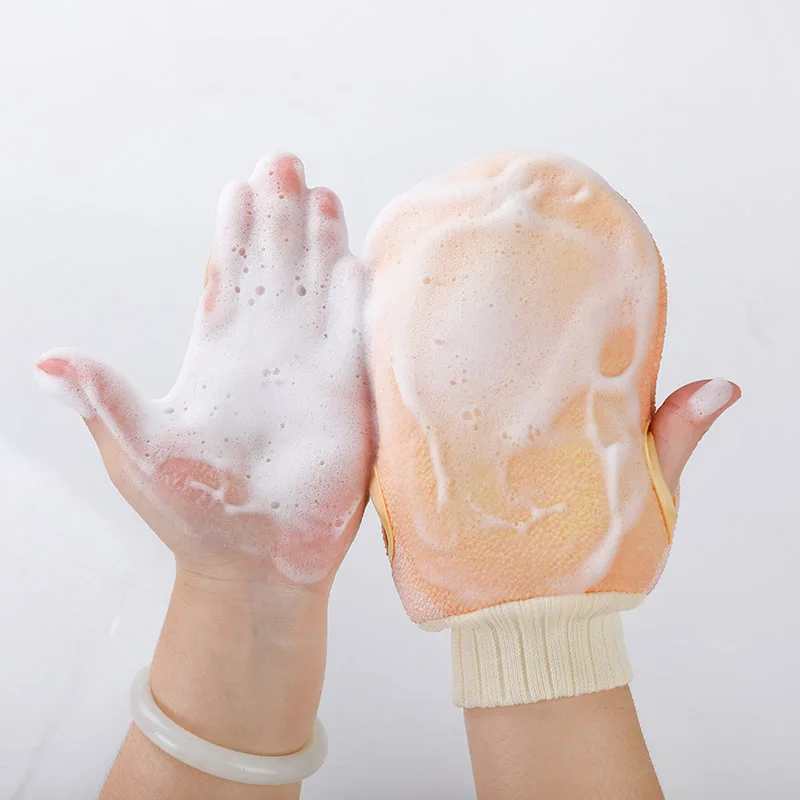 Solid Color Beauty Exfoliating Glove Mitt Body Scrub for Bath Shower Spa Hand Exfoliator Gloves