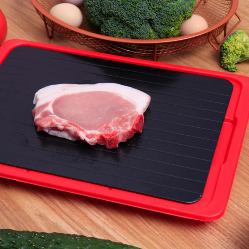 

Food Preservation Frozen Chicken Wings Fish Meat Fast Defrosting Tray Plate Tepsi With Cutting Board Drip Pratos Thawing Tava