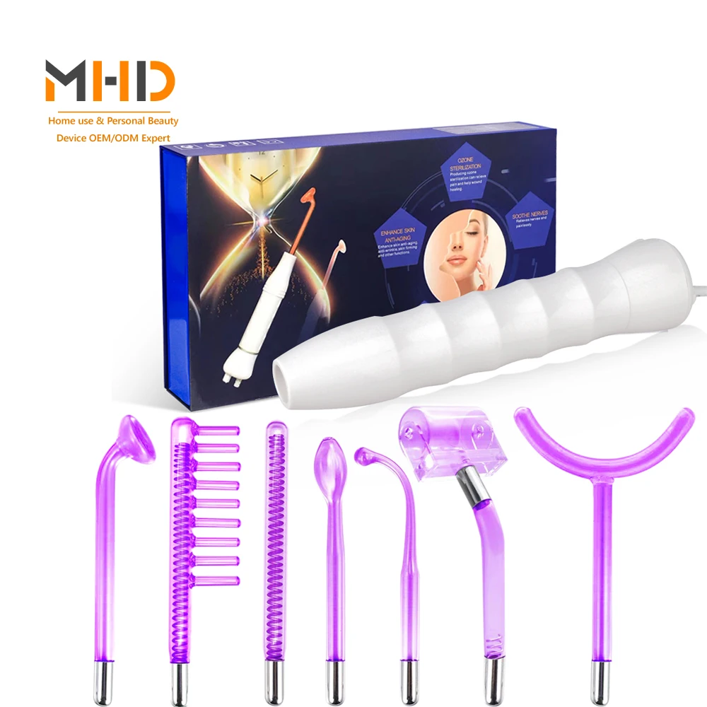 

Portable Ozone High Frequency Wand Neon Argon Ultra Violet High Frequency Facial Machine, Blue orange purple