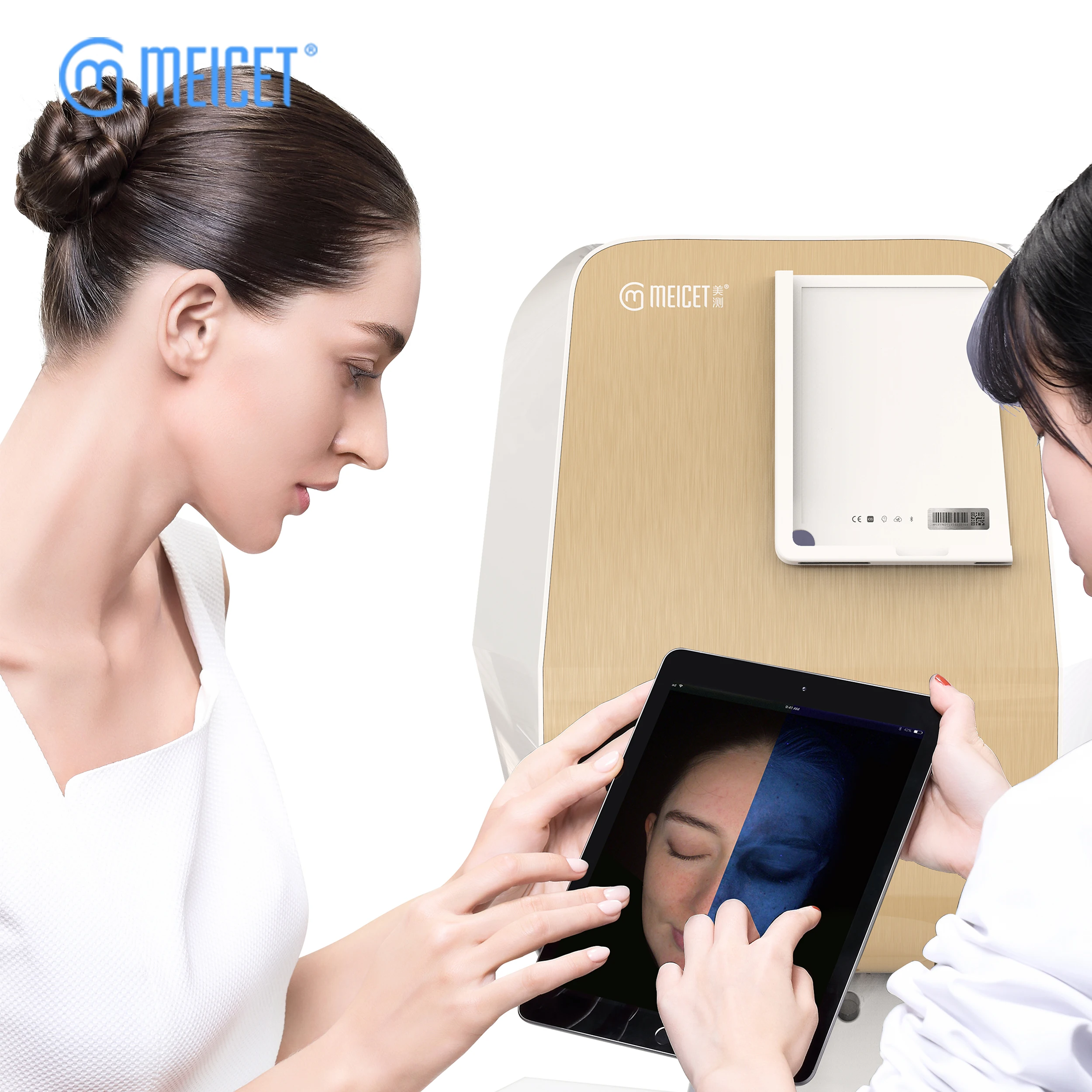 

Shanghai Meicet Professional Facial Skin Analyzer Face Scanner Device, Black and golden