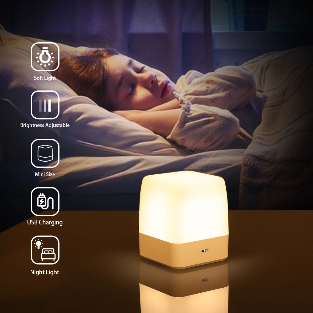 2020 Amazon New Modern Warm Light Led Bedside Lamp USB Charger Led Light