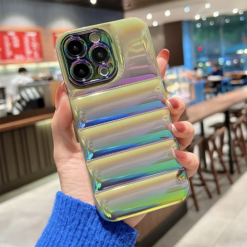 

Hot Sale Tpu Mobile 3d Sublimation Laser Puffer Down Jacket Phone Case For IPhone 11 12 13 Pro Mini 7 8 Plus X Xr Xs Max