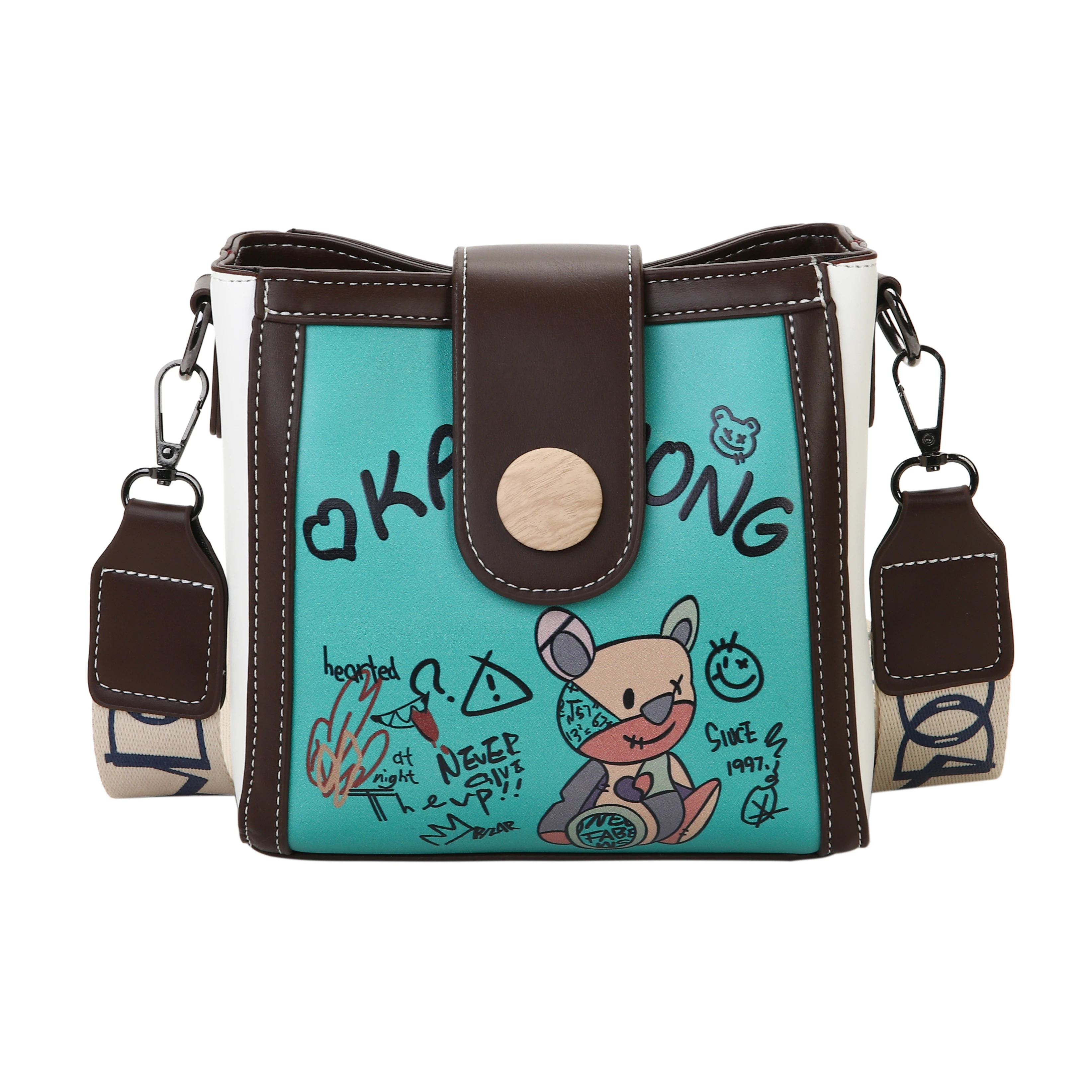 

2021 Popular Summer Women Cartoon Printing Square handbag Concise Style ladies Shoulder Sling hand bag