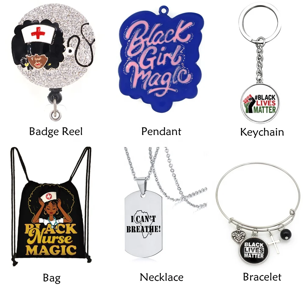 

Black Nurse Magic BLACK LIVES MATTER Badge Reel/Pendant Charm/Key Chain/Bag/Necklace/Bracelet, Various, as your choice