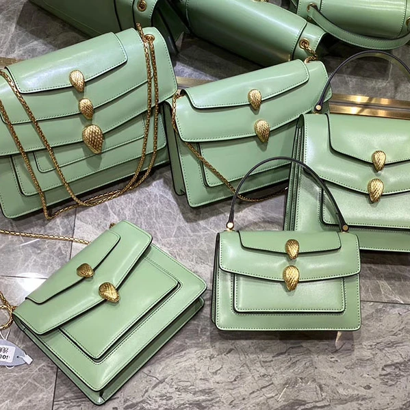 

2021 Fashion women handBag butter with green Leather High Quality Luxury Handbags