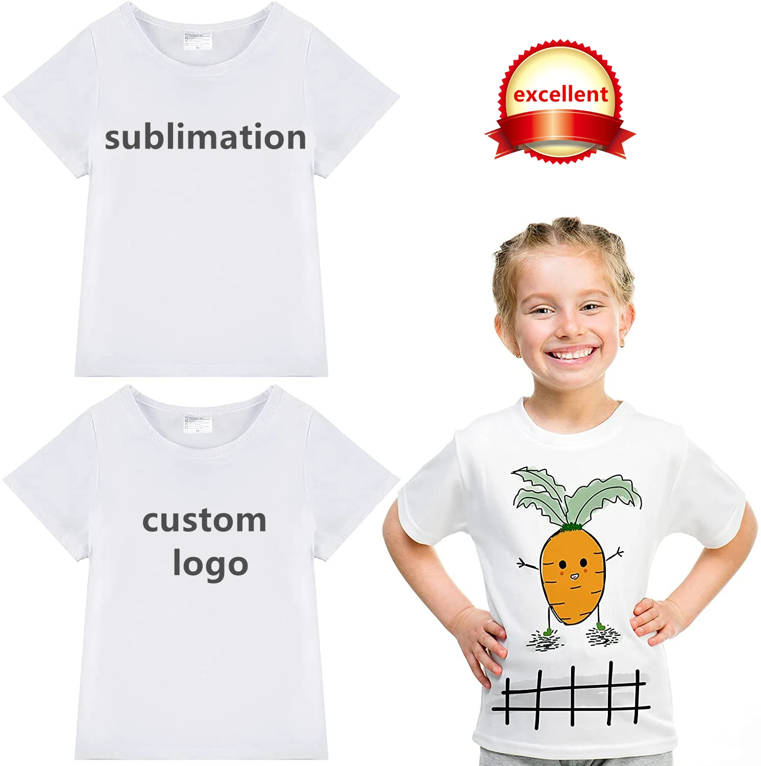 

Sublimation Kids Tshirts For Boys Kids Blank Tshirt Girl For Sublimated Tee Shirt 100% Polyester Cotton Feel Print Custom Logo, Customized color