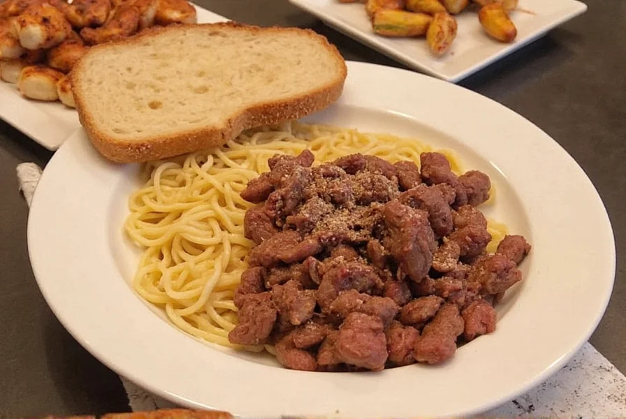 Family enjoying spaghetti with seasoned beef