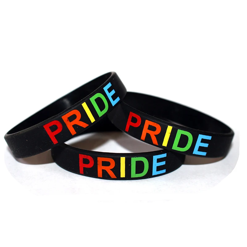 

Debossed Custom Rainbow Gay Pride & Bear Pride LGBT Rights Resist Silicone Bracelet Wristband, Customized color