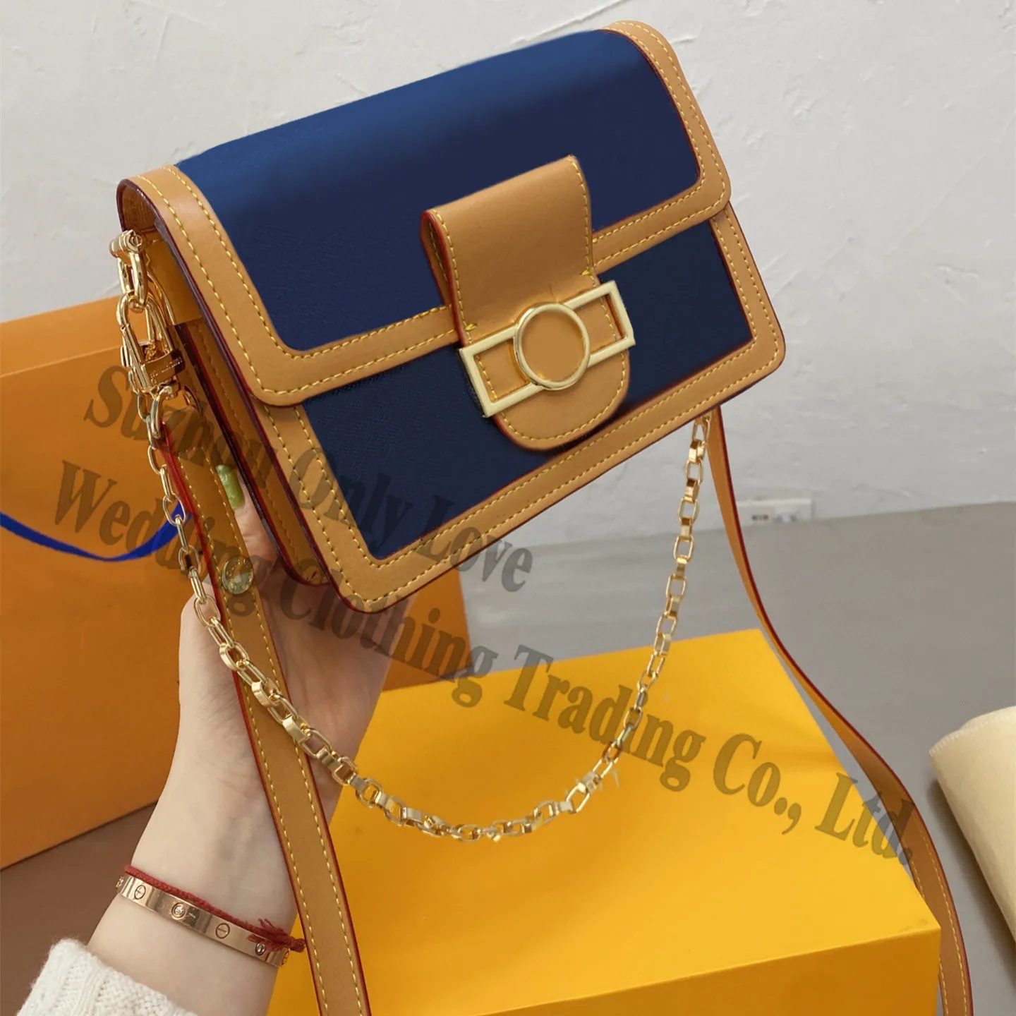 

fashion handbags summer 2021 Leather Blue Flap Shoulder bags Ladies tote bag chain stap