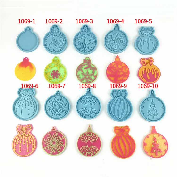

Y3134 DIY shiny Christmas ornament silicone keychain molds, Blue