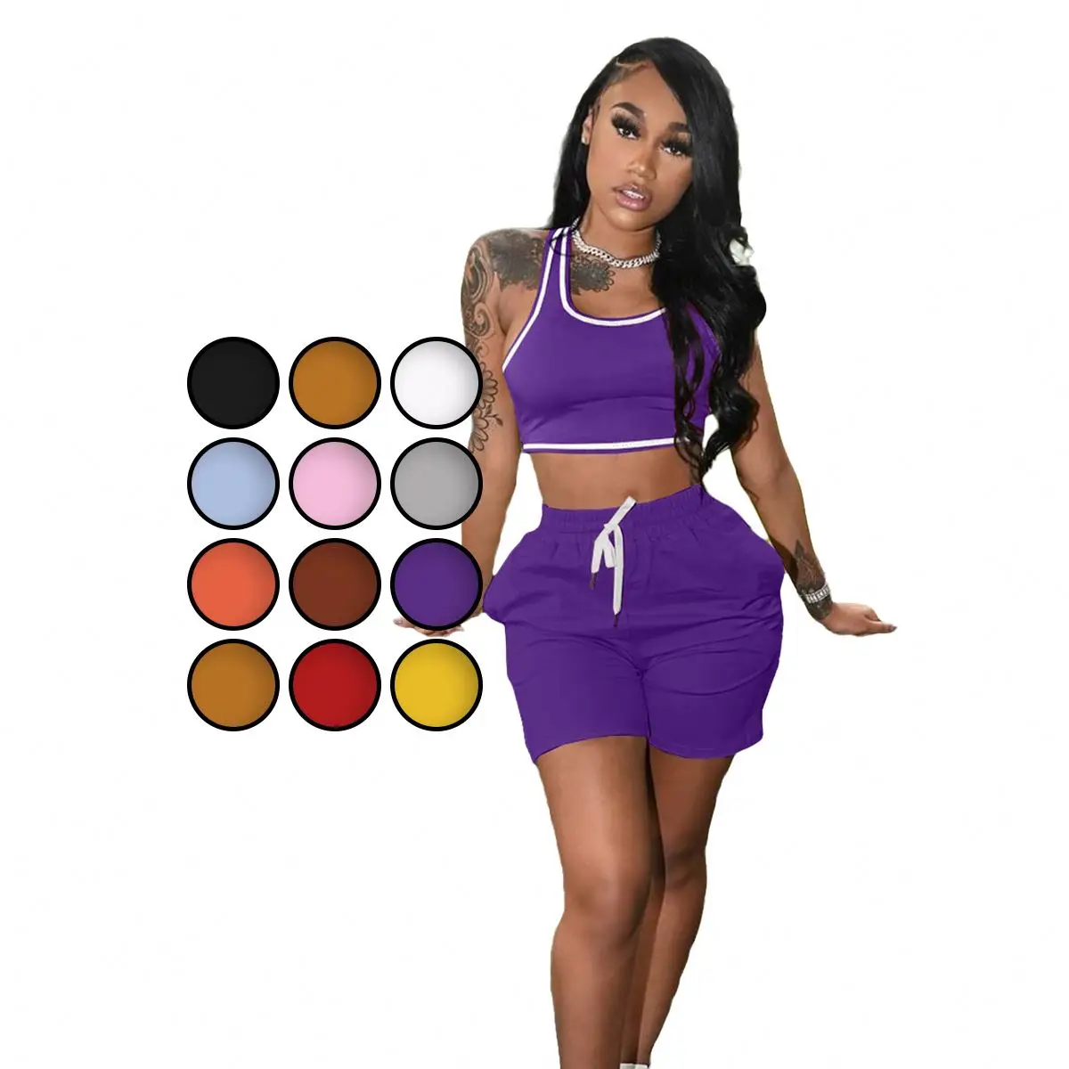 

2021 new solid color leisure sports suit