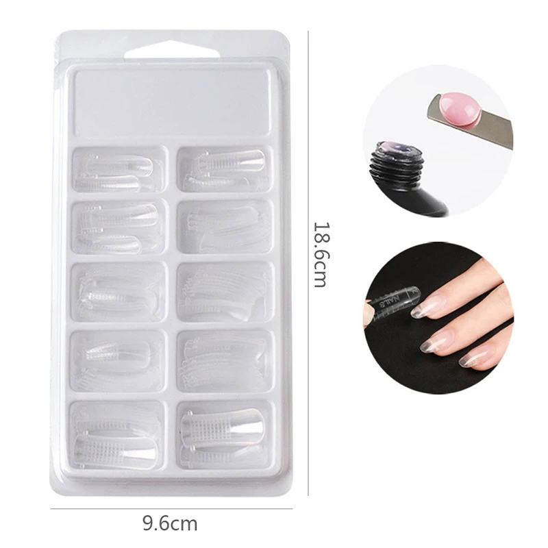 

500pcs DIY Press on Nails Clear Full Cover False Nail Tips 10 Size, White/natural