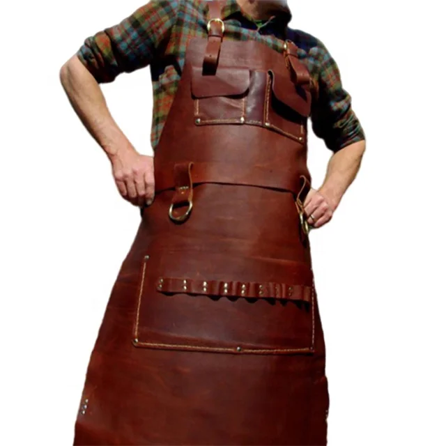 

Leather Apron Super Deluxe Pockets with Brass Rings For Woodworker, Can be customized