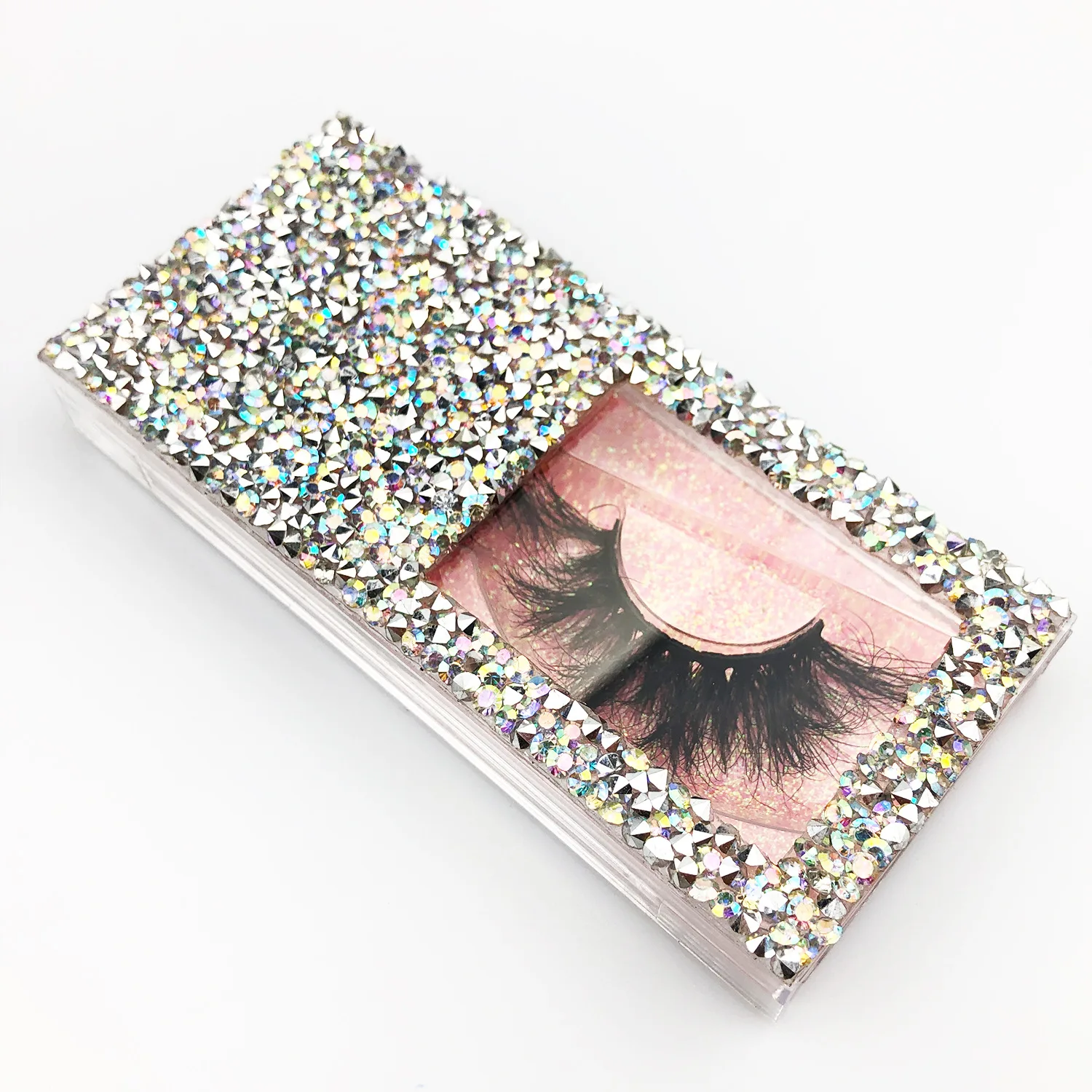 

glitter diamonds Empty Eyelash Box Stones Crystal Lash Box Bling Mink Eyelash Case square lash box