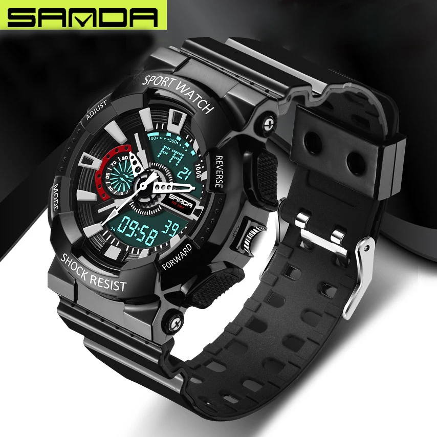 
Sanda 799 Sport Brand Electronic Watch Digital Men Wristwatches White Military Waterproof Swim Male Reloj Watch 