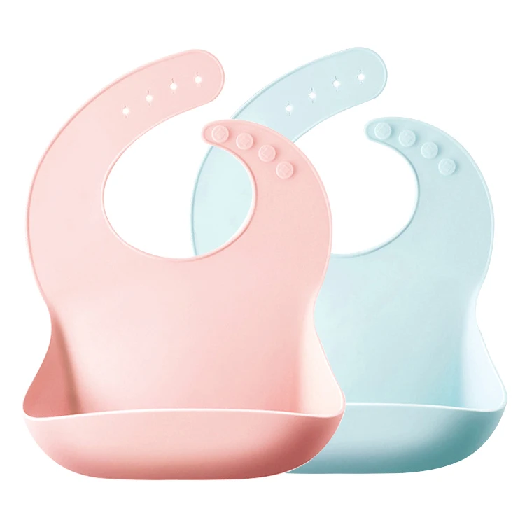 

2020 Amazon Hot Sale Food Grade Waterproof Silicone Baby Bibs Wholesale With Catcher Pocket, Pink/green/blue/yellow or customized