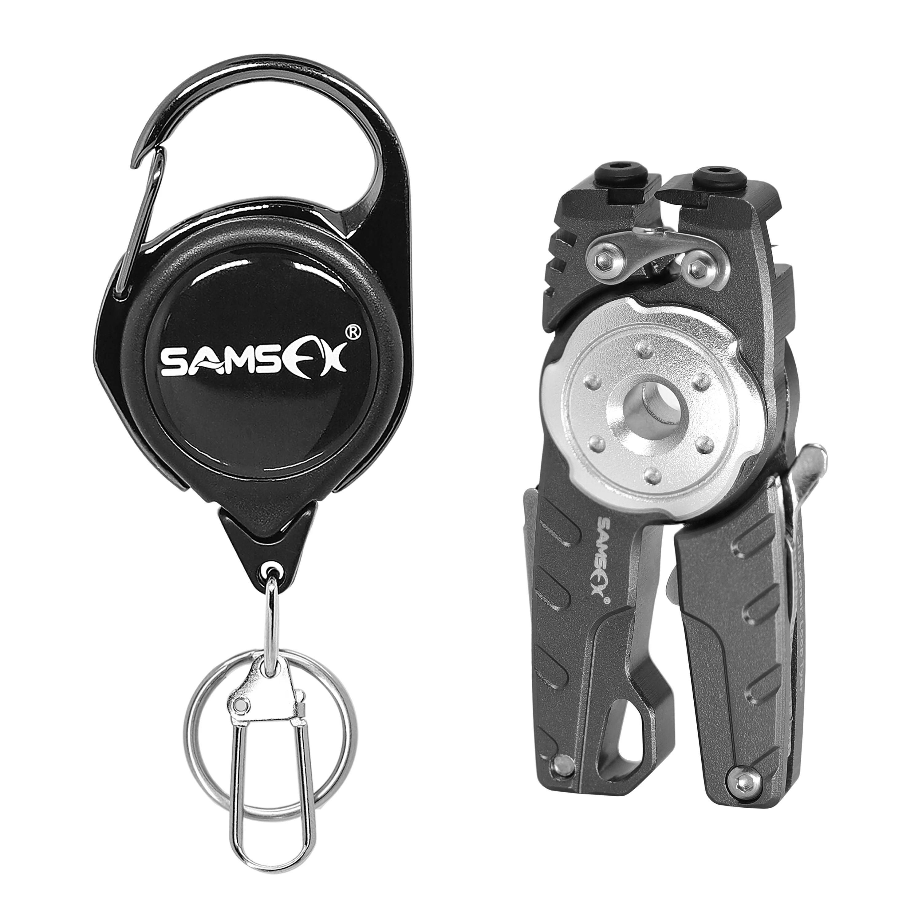 

SAMSFX 6 in 1 Fly Fishing Line Clippers with Zinger Retractor Combo Knot Tying Tool Nippers Snips Clippers Braided line Cutter