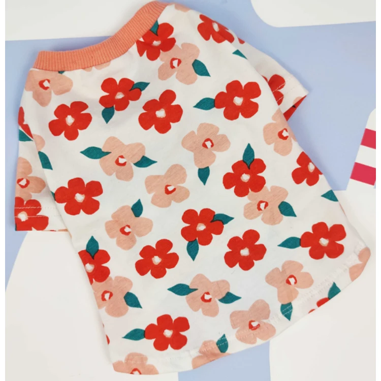 

Custom logo high quality wholesale luxury printing dog clothes summer cotton tshirt cat clothes