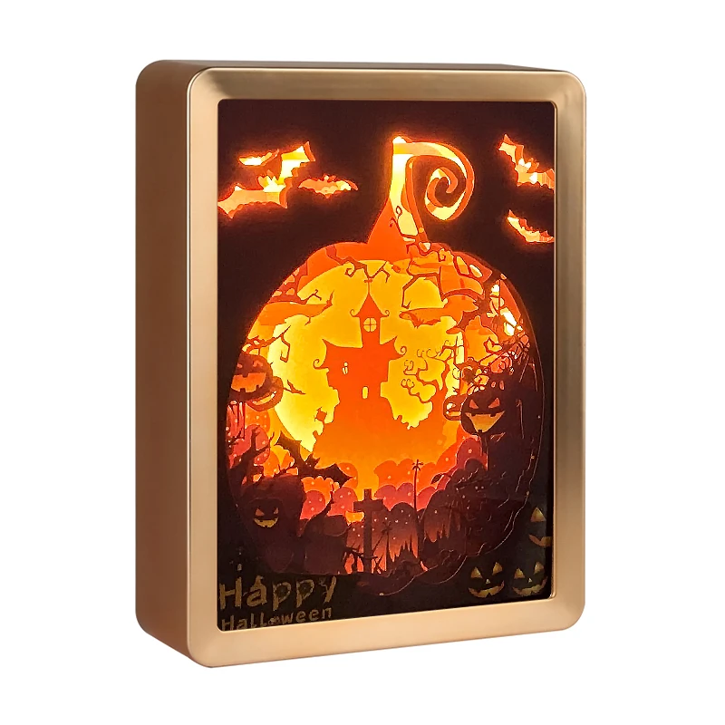 2020 Factory Wholesale Halloween Night Light Paper cut Atmosphere Lamp 3D Paper Carving Art USB Power for Living Room Bedroom