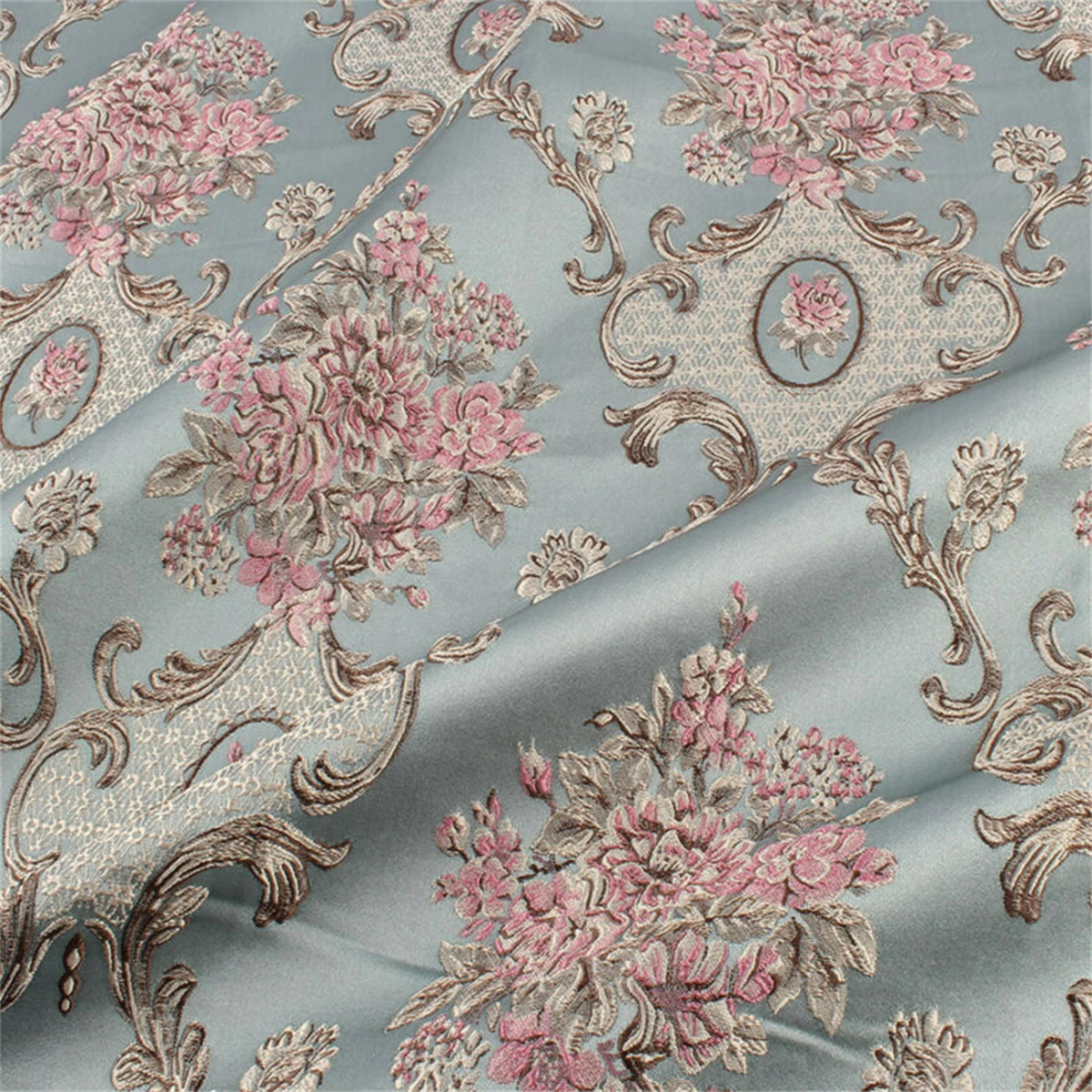 1M Home Decor Curtains and Tablecloths Classic Flower Brocade Fabric Damask Jacquard Garments Upholstery Sewing Lace Fabric DIY