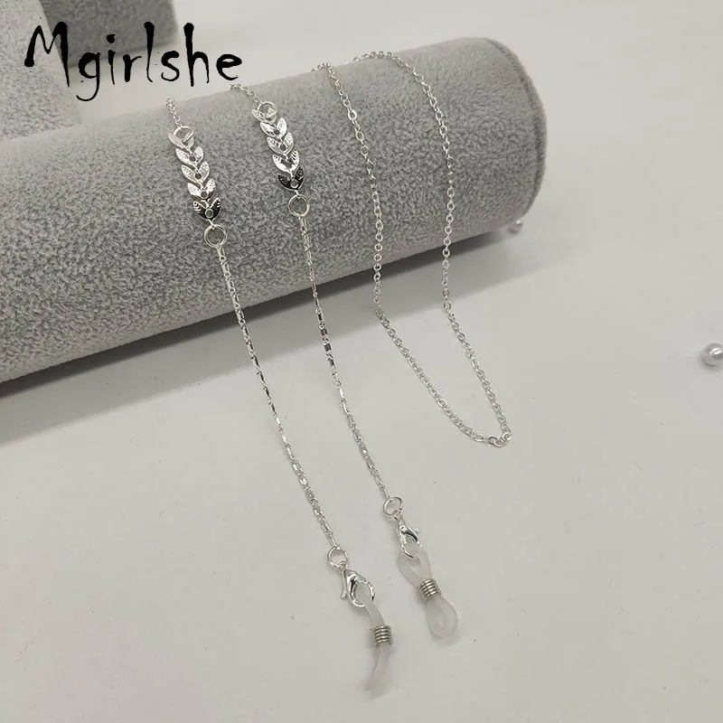 

Mgirlshe Hot Selling Gold Silver Metal Link Flight Leaves Chain Facemask EyeGlasses Anti-lost Holder Lanyards Fashion Chain Hold