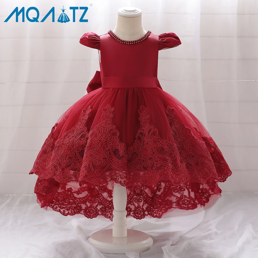 

MQATZ Girls Kids Gown Baby Girl Dresses Sleeveless WhiteTailing Frock Design