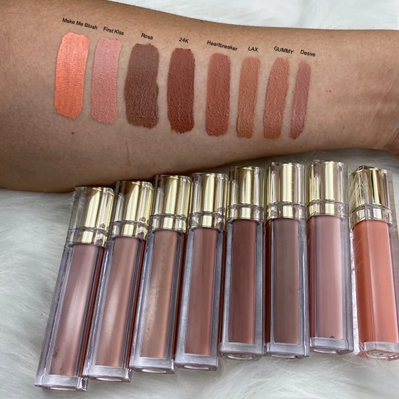 

Nude series matte liquid lipstick wholesale 8 colors skin deep color lipstick private label