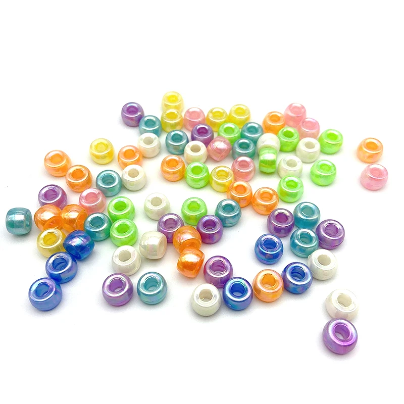 

Wholesale 6*9MM 1802Pcs/bag AB Colors Plating Plastic Pony Beads Acrylic Big Large Hole Beads For Jewelry Making Diy Toy, Mixed color
