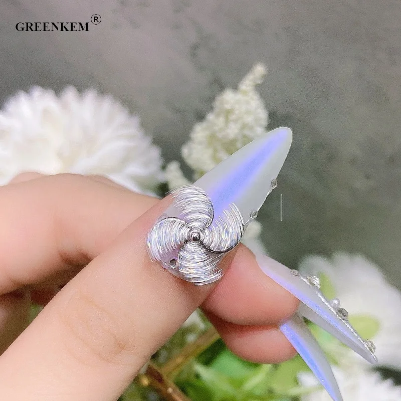 

GREENKEM Double-layer Rotation Windmill Accessories Manicure Tool Design Rhinestone Jewelry Zircon Nail Decoration