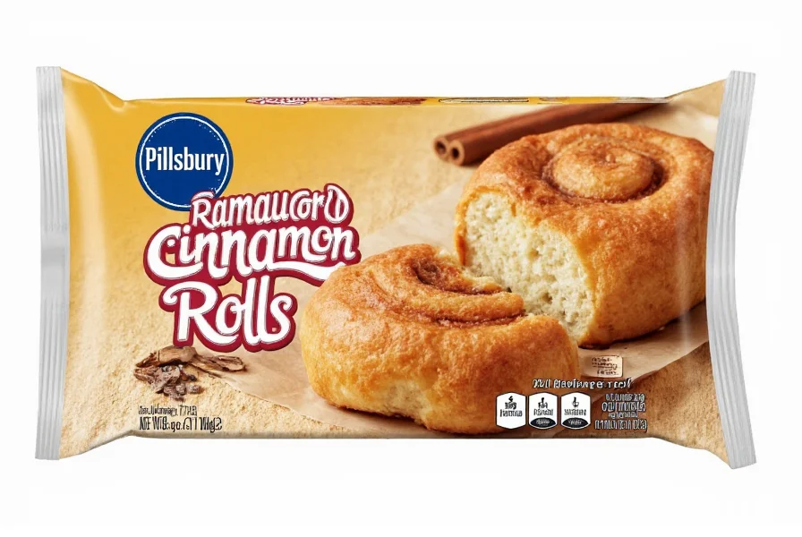 Nutrition facts label for Pillsbury cinnamon rolls showing calorie count and macronutrient breakdown