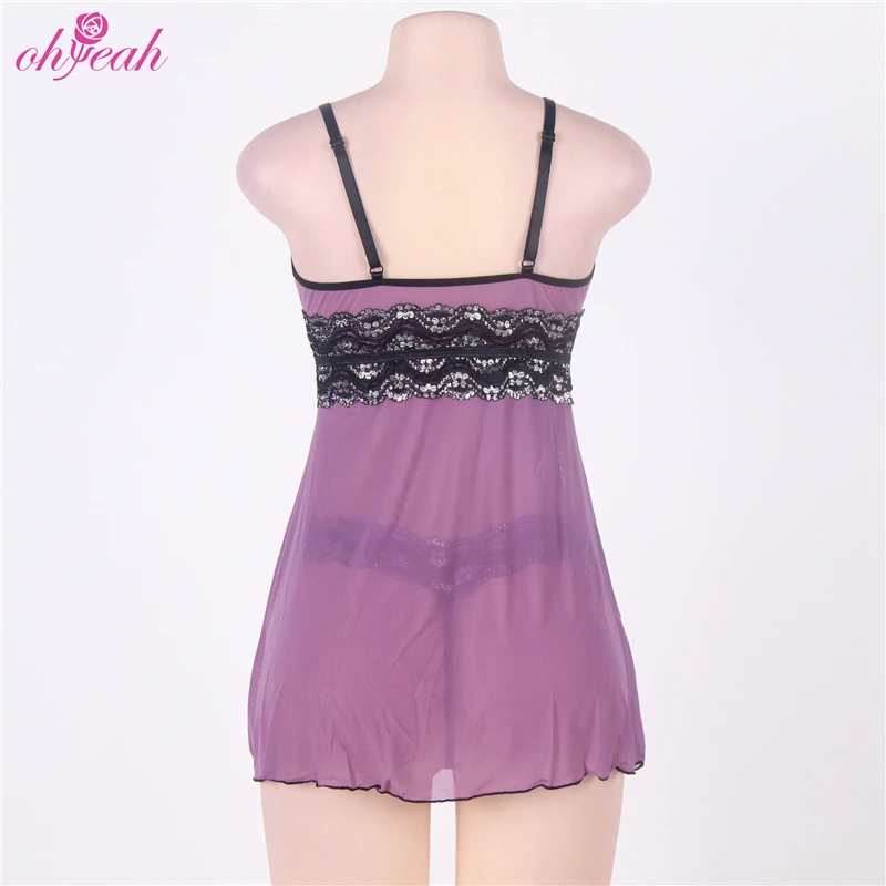 Wholesale Plus Size Transparent Purple Opening Sexy Babydoll For ...