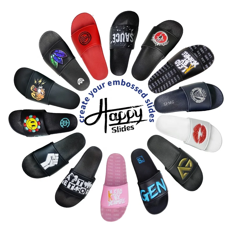 

Happyslides Designer Sandals Custom Slides,Custom Logo Black Slides Sandal Men,Custom Printed Slippers Slides Footwear