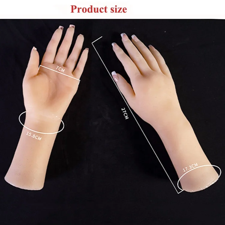 

Free Shipping!! High Level Realistic Female Soft Silicone Flexible Mannequin Hand For Ring Bracelet Display, As picture(any colors are available)