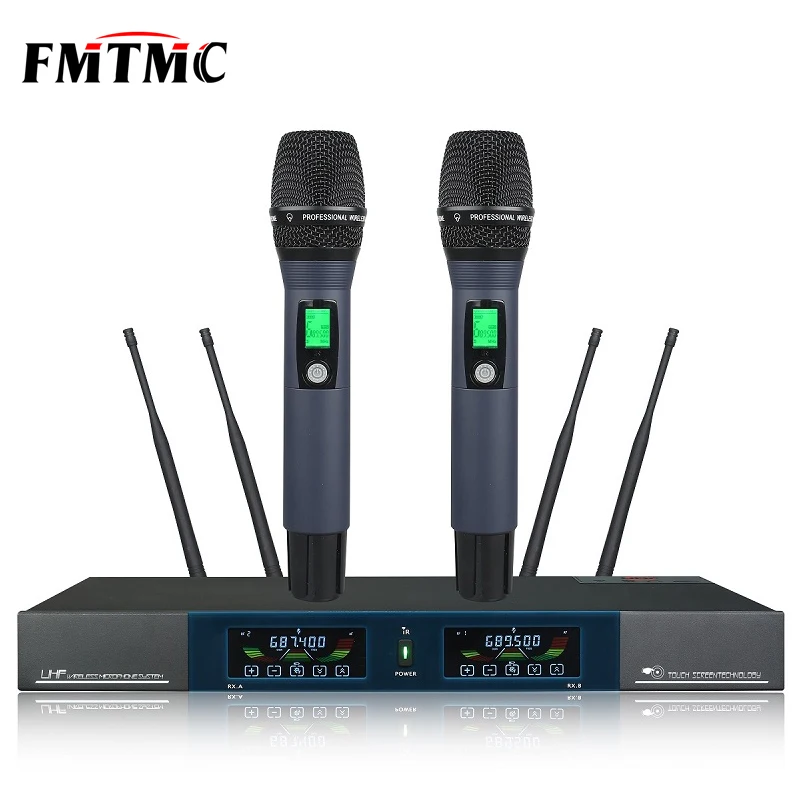 

New Design U-Q2000 Two Channels UHF True Diversity Handheld Touch Screen Professional Wireless Microphone
