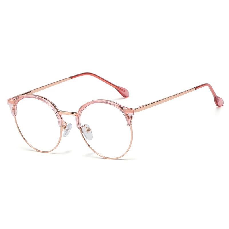 

SHINELOT TR95602 Vintage Designer Metal Glasses Frames TR90 Round Frame Eyeglasses Fashion Women Eyewear Spring Hinge