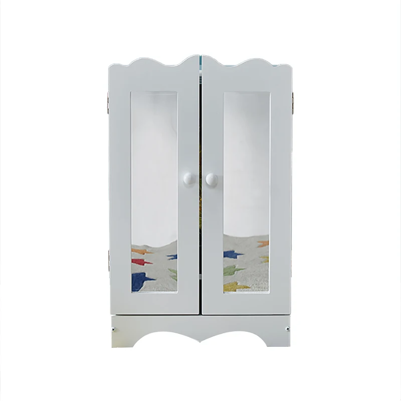 

Doll Armoire - White Wooden Closet With Clothes Hangers Bedroom Furniture Accessory For 45cm / 18 Inch Dolls