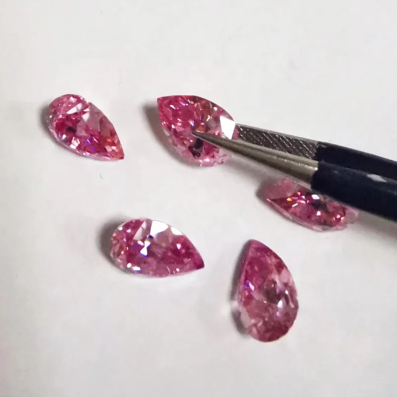 

High quality DVVs pink Color Fancy moissanite diamond 0.1ct-6ct pear Shape Clarity loose Moissanite for making rings