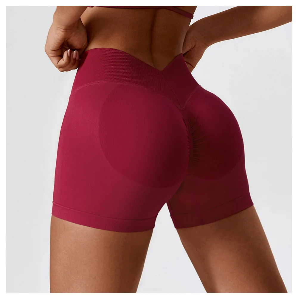 

New Design Women High Waist Compression V Cut Seamless Scrunch Running Yoga Shorts