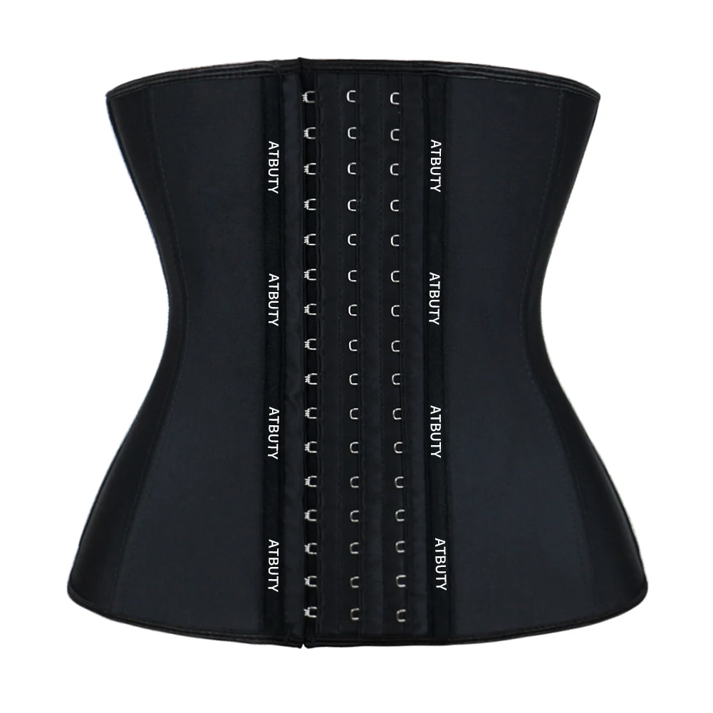 

ATBUTY Plus Size Steel Boned Custom Logo Latex Waist Trainer Private Label, Black