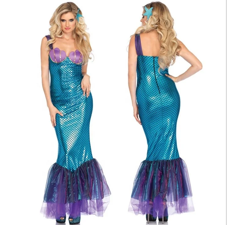 

New Fashion Halloween Mermaid Dress For Adult Women Movie Princess Cosplay Costume