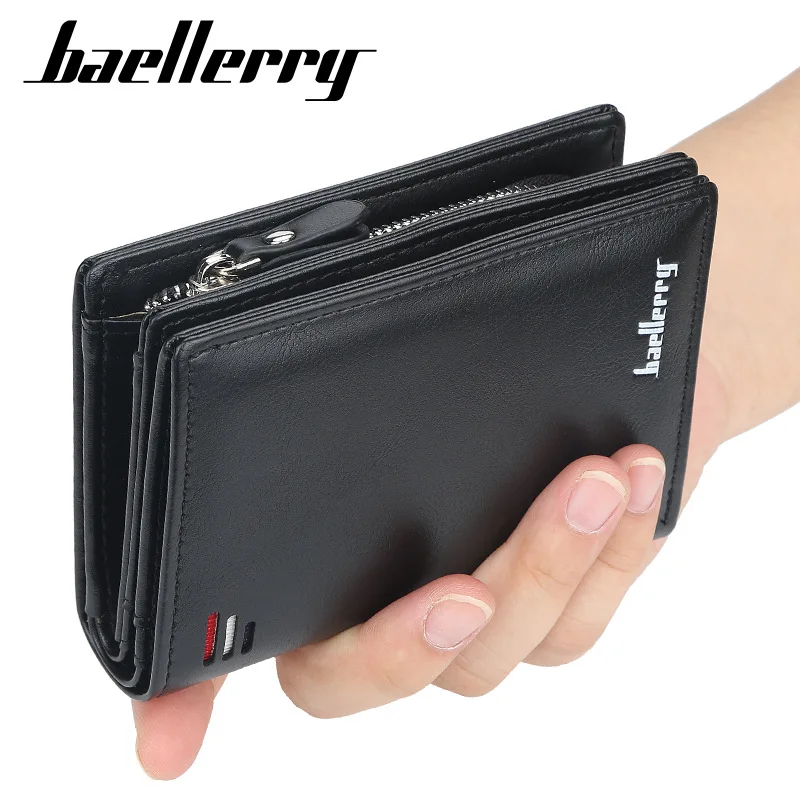 

billeteras para hombre 2022 baellerry Business short Coin Purse pu leather wallets mens zipper rfid minimalist wallets for men, Picture shows