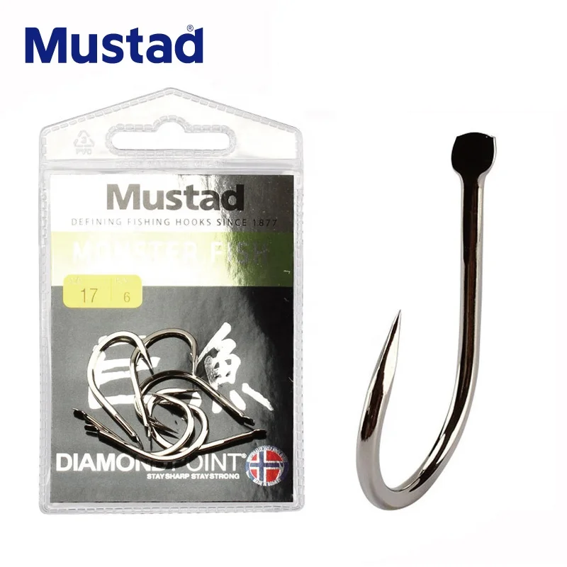 

Mustad 13103 Large Barbed Hook Diamond Hook Tip Flat Big Fish Sea Angling Carbon Steel Hooks Ocean Fishing Special for big fish, As picture