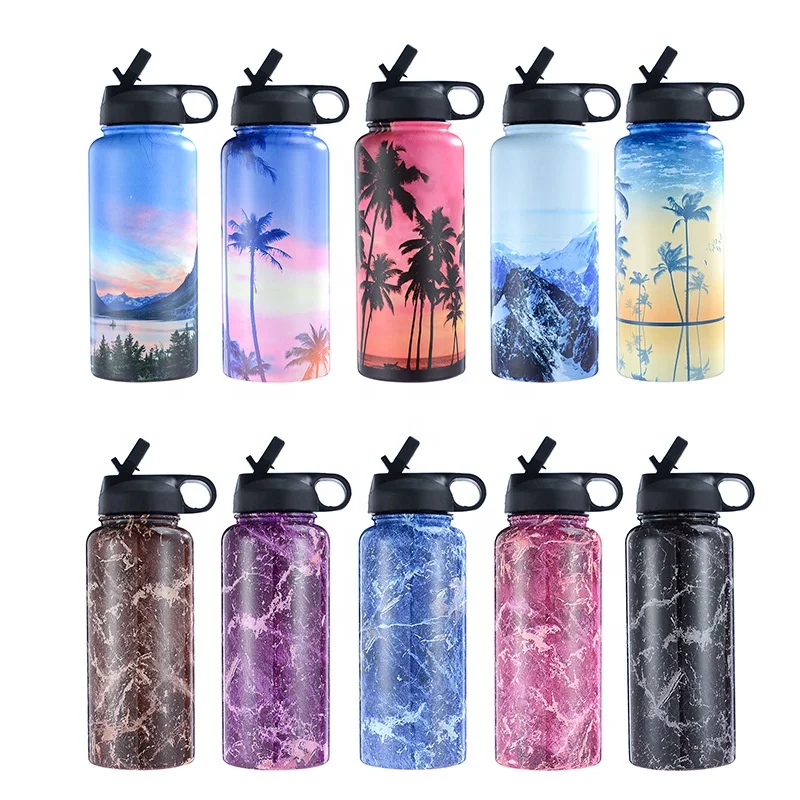 

Hot Sale Handle Carabiner Straw Lid Thermos Tank Insulated Stainless Steel Water Bottle with Custom Logo, Customized color