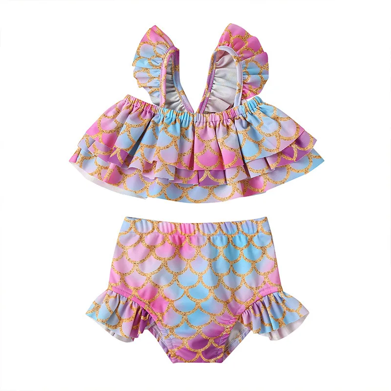 

New summer girl swimsuit 2 pieces sweet lovely fashion children beach beach swimming set wholesale